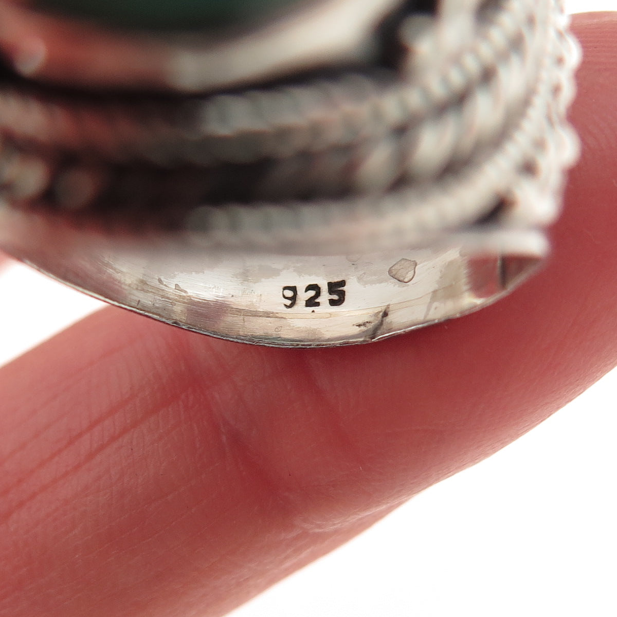 925 Sterling Silver Vintage Real Kingman Turquoise Oxidized Ring Size 8.75