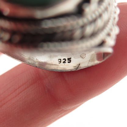925 Sterling Silver Vintage Real Kingman Turquoise Oxidized Ring Size 8.75