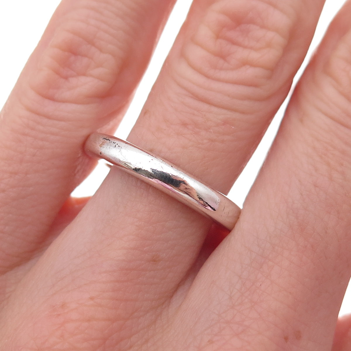Faye 925 Sterling Silver Vintage Wedding Band Oxidized Ring Size 6.25