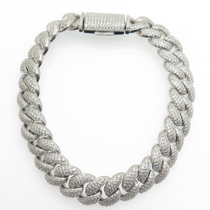 925 Sterling Silver Real Moissanite Cuban Link Bracelet 8.5"