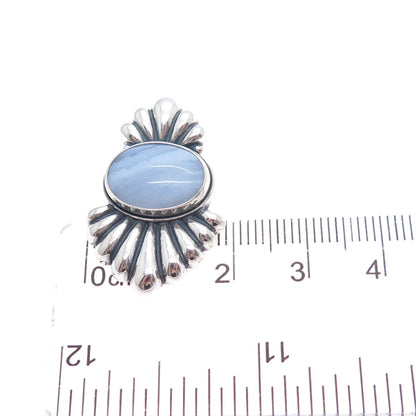 CAROLYN POLLACK Sterling Silver Vintage Real Lace Agate Oxidized Slide Pendant