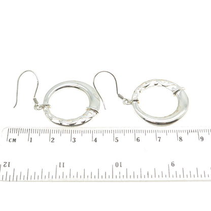 925 Sterling Silver Vintage Circle Dangling Hook Earrings