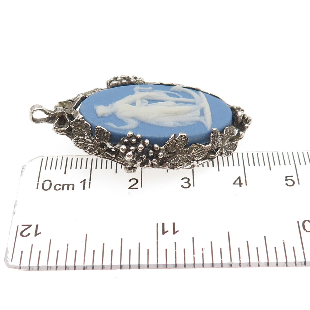 Wedgwood 925 Sterling Vintage England Jasperware Muse Cameo Pin Brooch / Pendant