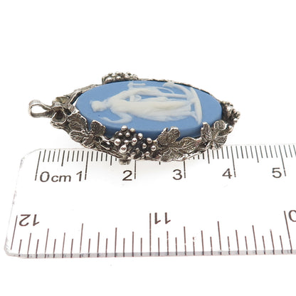 Wedgwood 925 Sterling Vintage England Jasperware Muse Cameo Pin Brooch / Pendant