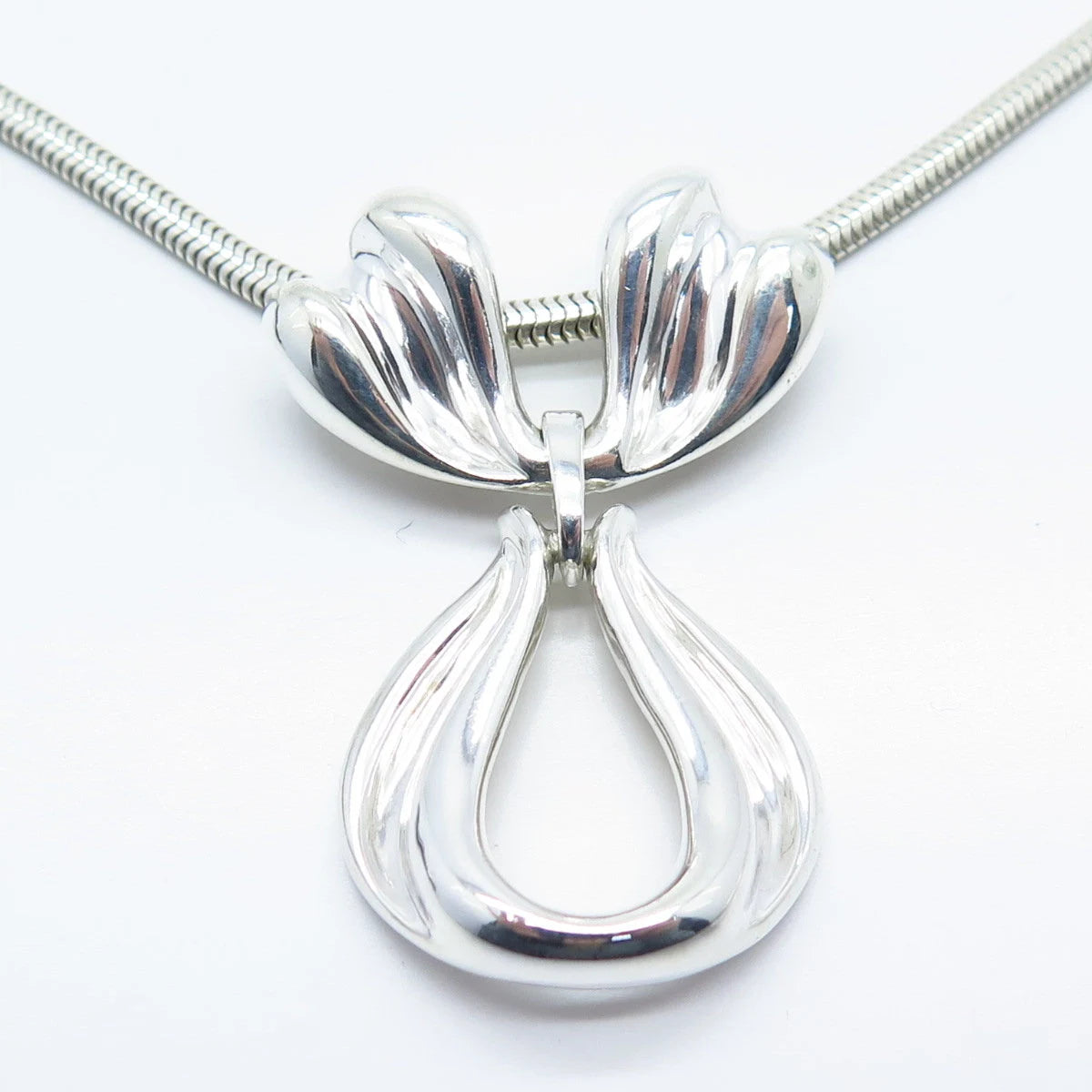 925 Sterling Silver Vintage Kabana Bow Snake Chain Necklace 18"