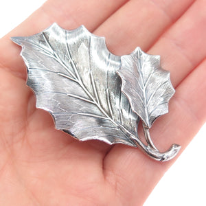 DANECRAFT 925 Sterling Silver Antique Art Deco Floral Leaf Oxidized Pin Brooch