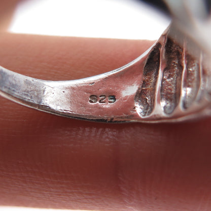 925 Sterling Silver Vintage Modernist Yin Yang Ring Size 6.25