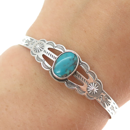 PACIFIC JEWELRY Old Pawn Sterling Vintage Turquoise Adjustable Bracelet 5.25"