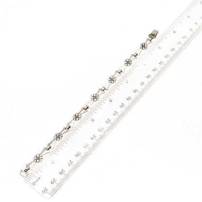 925 Sterling Silver Antique Art Deco Floral Oxidized Bracelet 7.5"