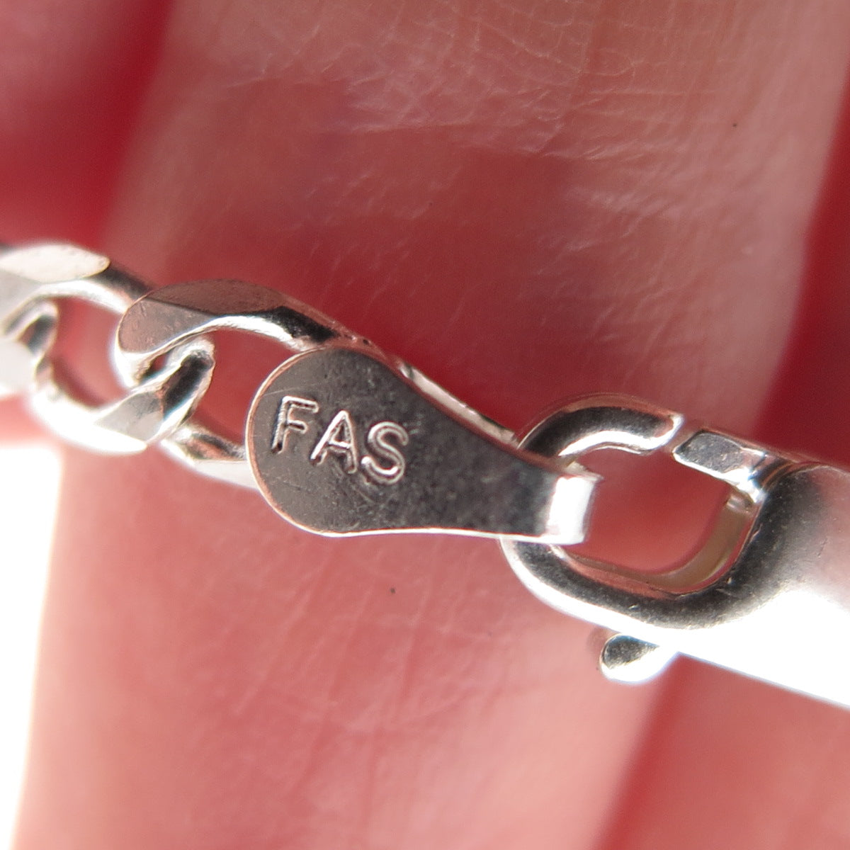 925 Sterling Silver Italy Figaro Link Bracelet 7"