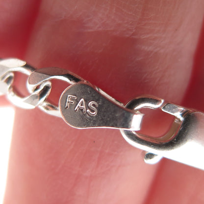 925 Sterling Silver Italy Figaro Link Bracelet 7"