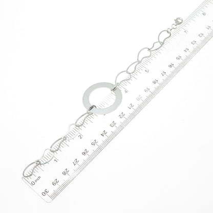 925 Sterling Silver Vintage Italy Circle & Teardrop Link Bracelet 6.75"