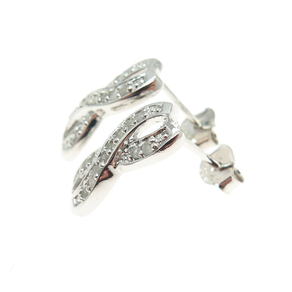 DBJ DEE BERKLE 925 Sterling Silver Real Round-Cut Diamond Infinity Earrings