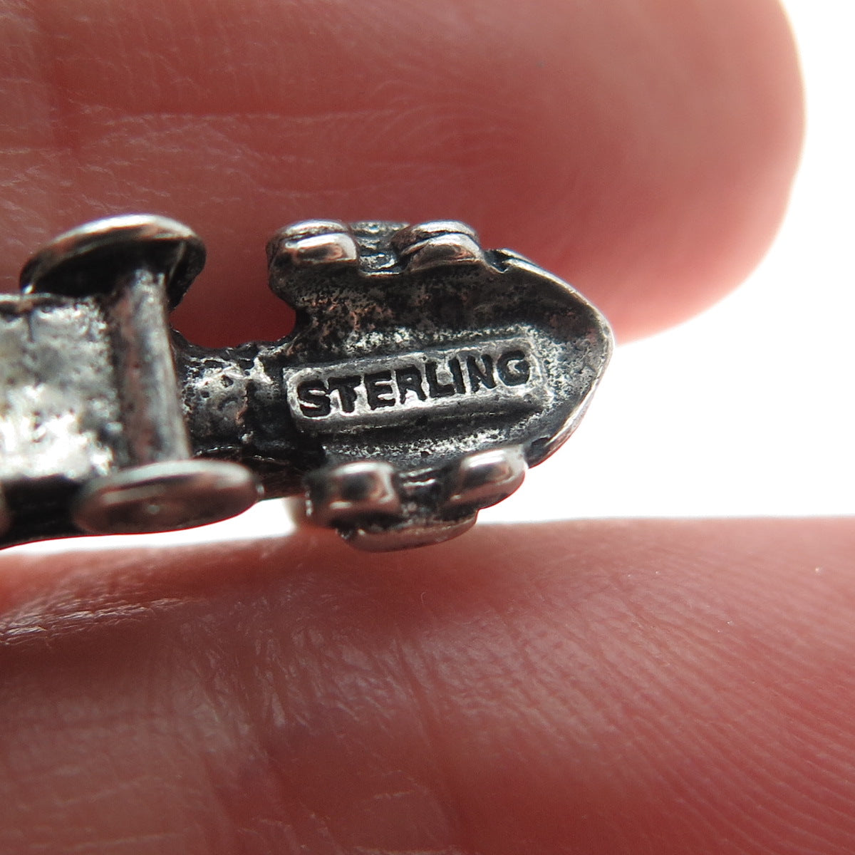 925 Sterling Silver Vintage Steam Train 3D Oxidized Pendant