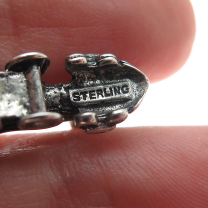 925 Sterling Silver Vintage Steam Train 3D Oxidized Pendant