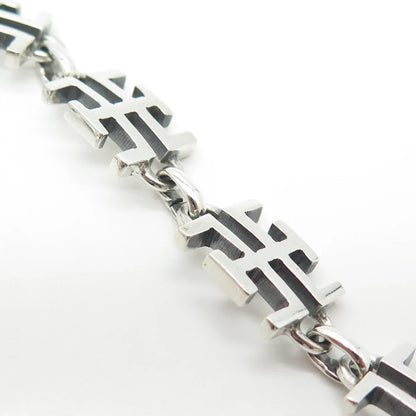 925 Sterling Silver Vintage Modernist Link Bracelet 7" / SIGNED