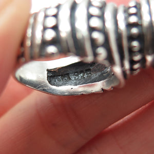 925 Sterling Silver Vintage Mexico Modernist Dotted Spiral Oxidized Ring Size 6