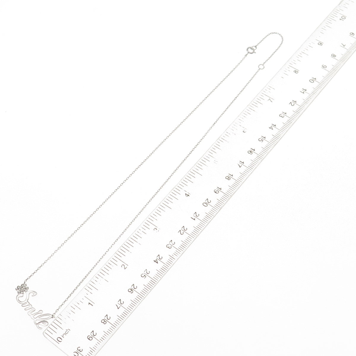 925 Sterling Silver Round-Cut C Z #Smile Cable Chain Necklace 16-18"