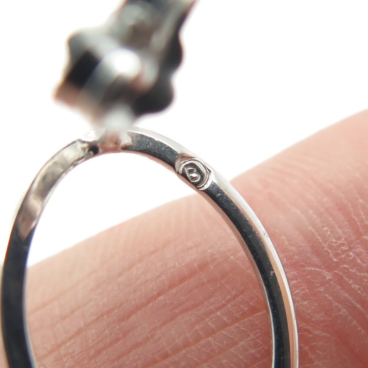 14K White Gold Italy Modernist Geometric Drop Earrings