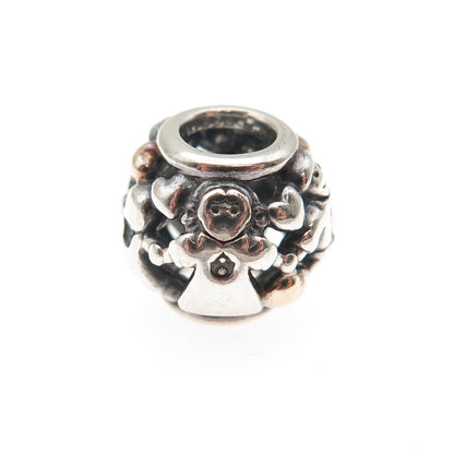 PANDORA 925 Sterling Silver & Gold Family Forever Slide Bead Charm