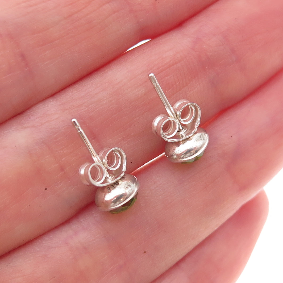 Pandora 925 Sterling Silver Real Peridot August Birthstone Droplet Stud Earrings