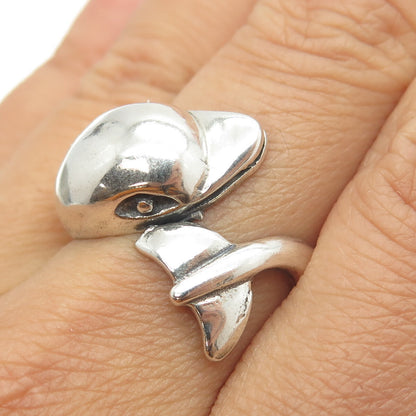 925 Sterling Silver Vintage Friendly Dolphin Adjustable Ring Size 8.5