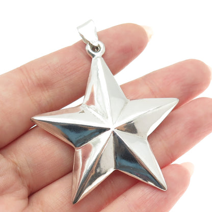 925 Sterling Silver Vintage Puffy Star 3D Pendant