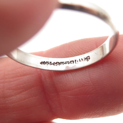 UNCAS 925 Sterling Silver Antique Art Deco Stackable Wedding Band Ring Size 7.75