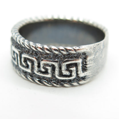 925 Sterling Silver Vintage Greek Maze Band Ring Size 6.5