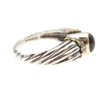 Stevens 925 Sterling Silver 18K Gold Vintage Real Iolite Oxidized Ring Size 6.75