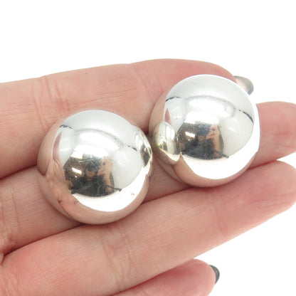 925 Sterling Silver Vintage Modernist Half Ball Earrings