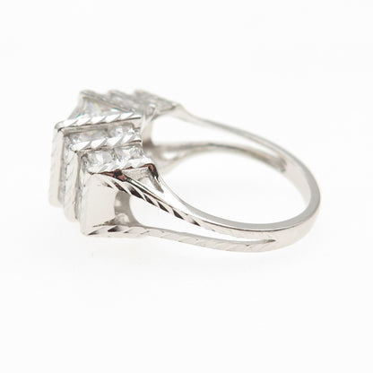DEE BERKLE 925 Sterling Silver Princess-Cut C Z Engagement Ring Size 8
