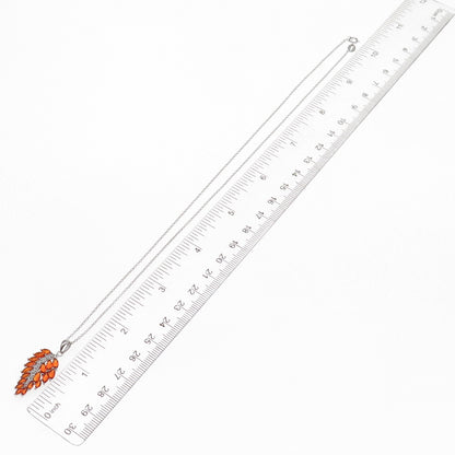925 Sterling Silver Real Fire Opal & White Topaz Floral Cable Chain Necklace 18"