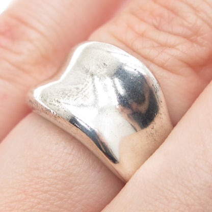 925 Sterling Silver Vintage Modernist Wavy Oxidized Ring Size 6.75