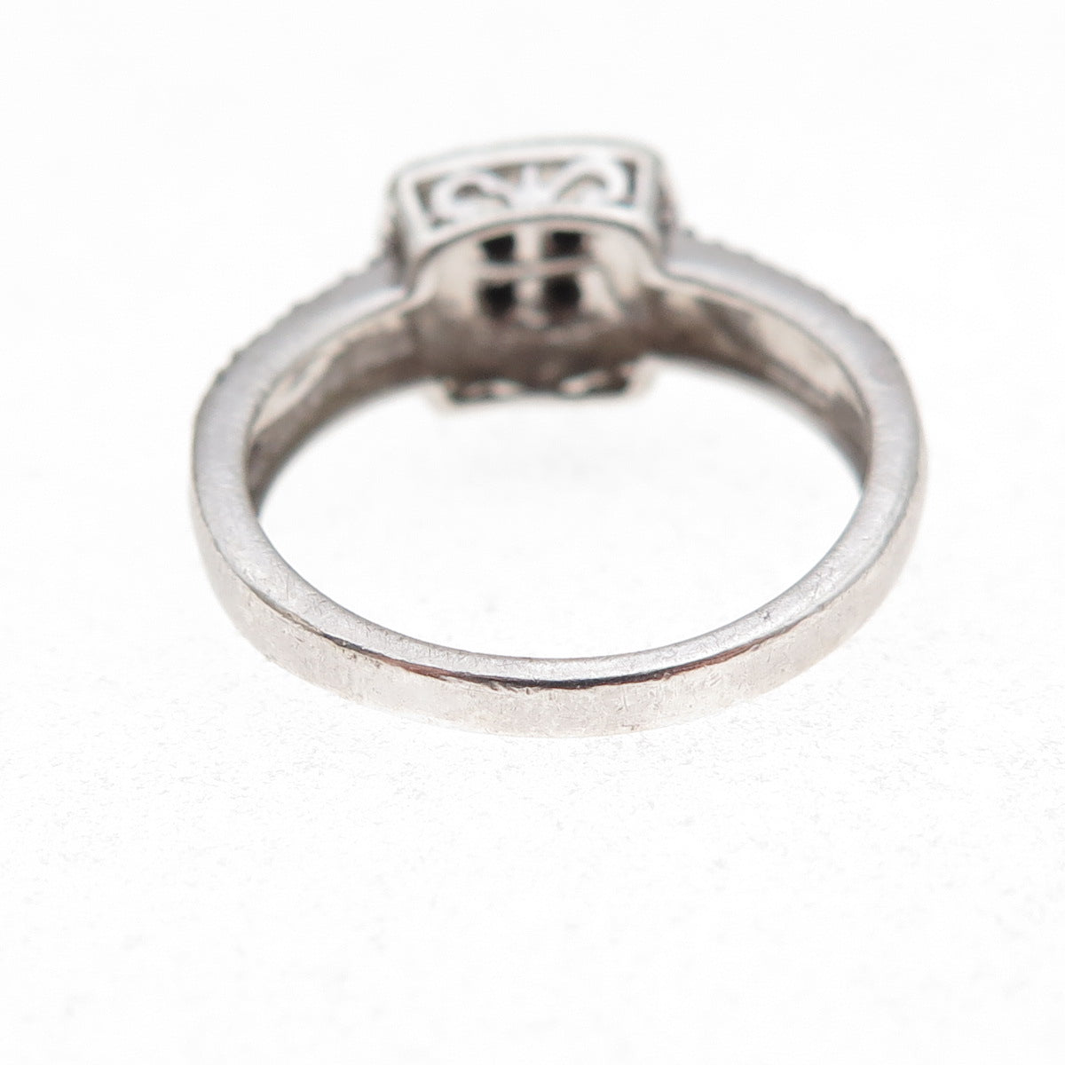 Jane Seymour 925 Sterling Silver Real Blue & White Diamond Ring Size 7.25