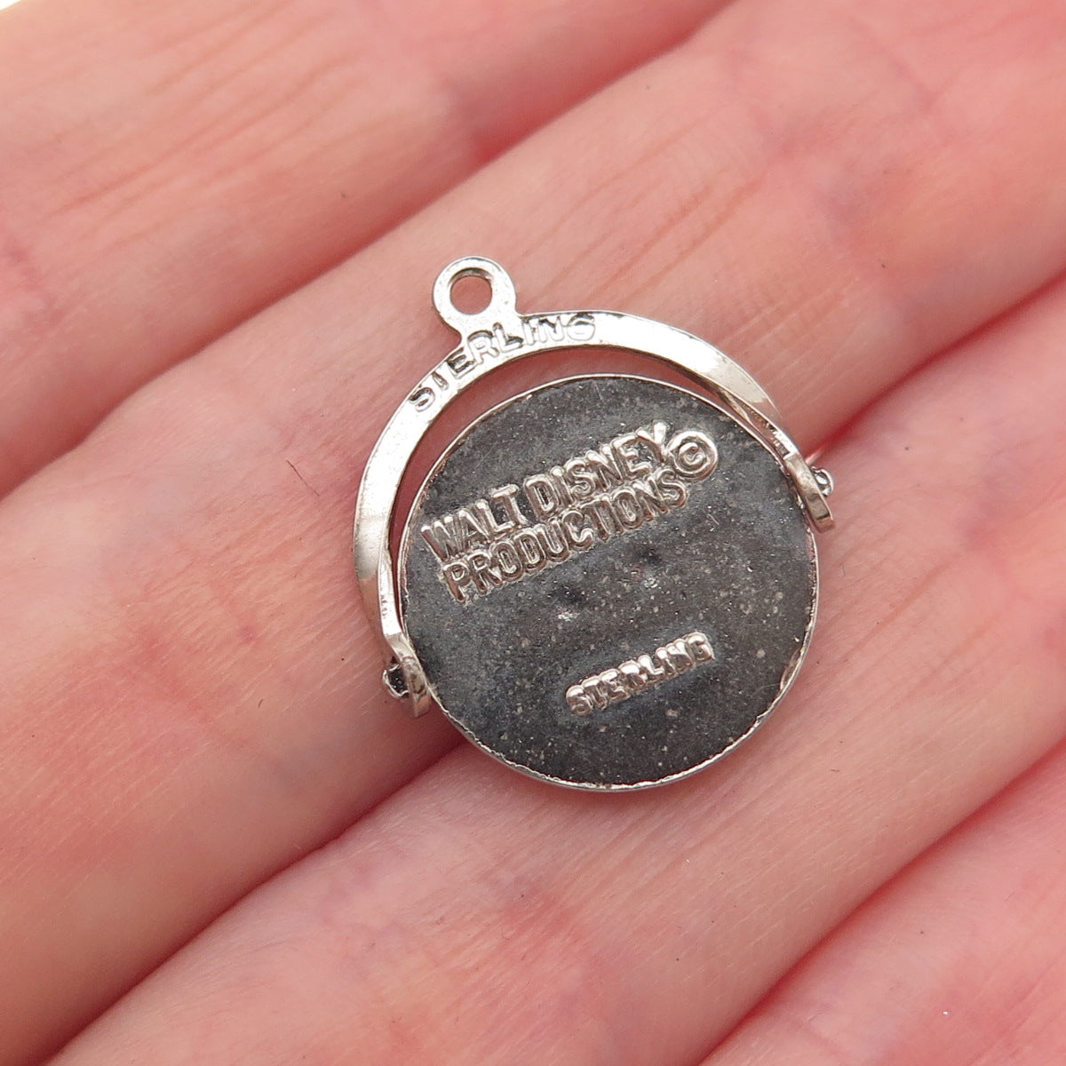 925 Sterling Silver Vintage Enamel Walt Disney World Spinner Charm Pendant