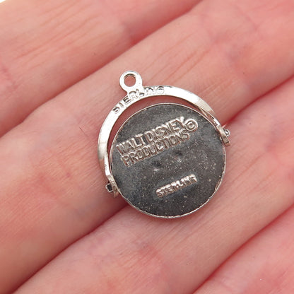 925 Sterling Silver Vintage Enamel Walt Disney World Spinner Charm Pendant