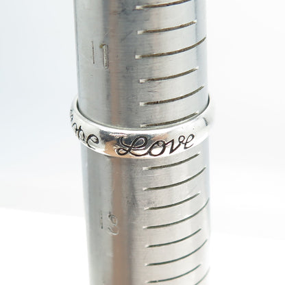 925 Sterling Silver Vintage "Faith Hope Love" Band Ring Size 12.25