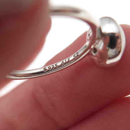 Pandora 925 Sterling Silver Faux Pearl Poetic Droplet Ring Size 6