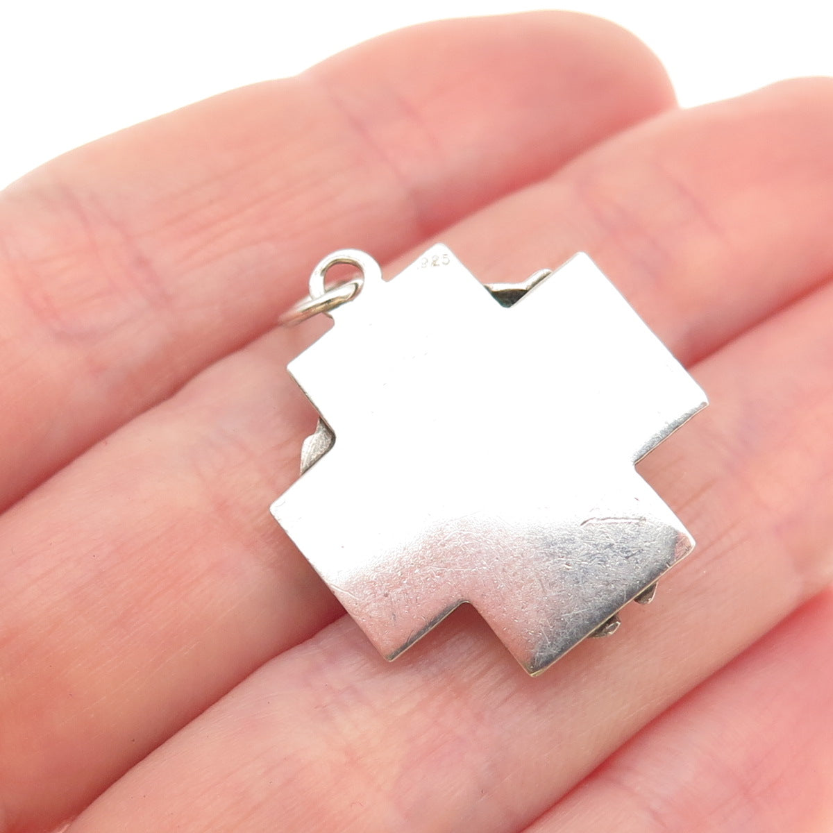 925 Sterling Silver Vintage Jesus Cross Oxidized Charm Pendant