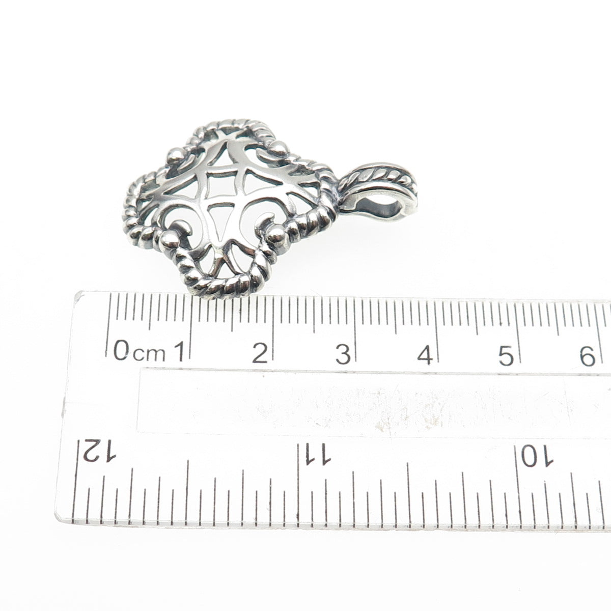 925 Sterling Silver Vintage Ornate Cross Oxidized Charm Pendant