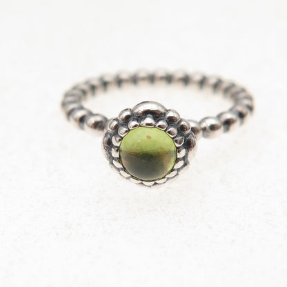 Pandora 925 Sterling Silver Real Peridot August Birthday Blooms Ring Size 5.25