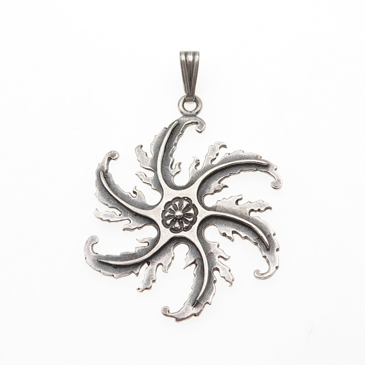 IC James Craig 925 Sterling Silver Vintage Modernist Floral Charm Pendant