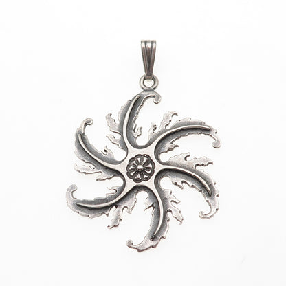 IC James Craig 925 Sterling Silver Vintage Modernist Floral Charm Pendant