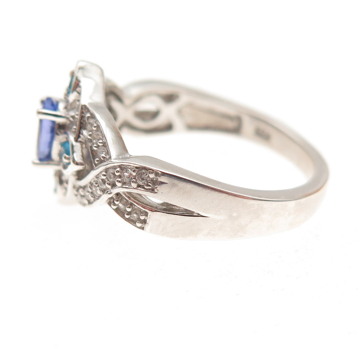 Chuck Clemency 925 Sterling Silver Real Tanzanite Topaz & Apatite Ring Size 8.25