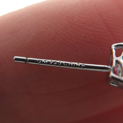 925 Sterling Silver Heart-Cut C Z Stud Earrings