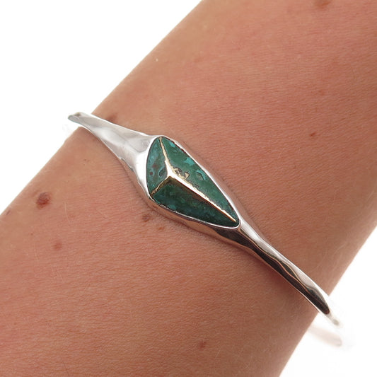 Silpada 925 Sterling Silver Vintage Enamel Encore Hammered Bangle Bracelet 8.25"