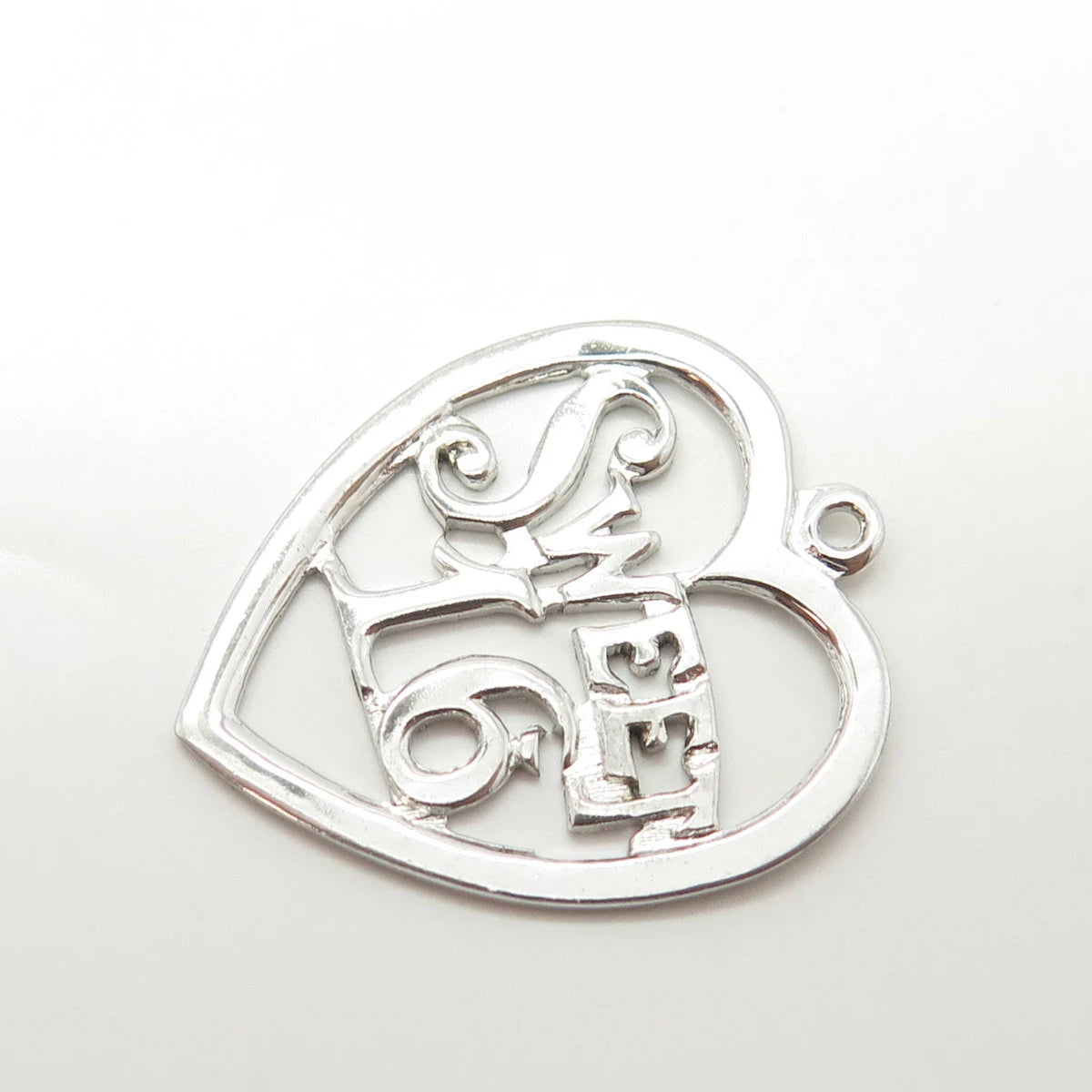 925 Sterling Silver Vintage Jewelart "Sweet 16" Heart Charm Pendant