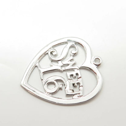 925 Sterling Silver Vintage Jewelart "Sweet 16" Heart Charm Pendant