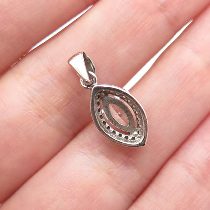 925 Sterling Silver Marquise & Round-Cut C Z Minimalist Charm Pendant